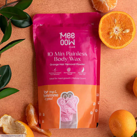 Meow Club 10 Min Painless Body Wax Mogra Hair Removal Powder | Instant Hair Removal | Dermatologically Tested | No Irritation | Natural Scent | For Women