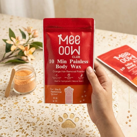 Meow Club 10 Min Painless Body Wax Mogra Hair Removal Powder | Instant Hair Removal | Dermatologically Tested | No Irritation | Natural Scent | For Women